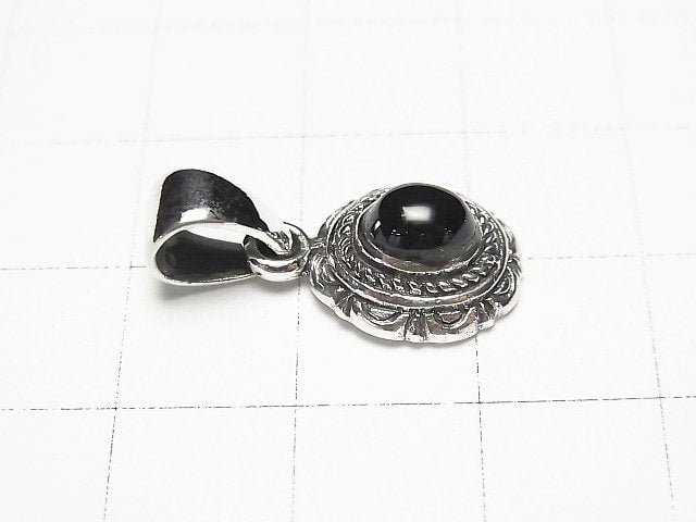 Onyx  Oval Pendant 14x12x6mm Silver925  1pc