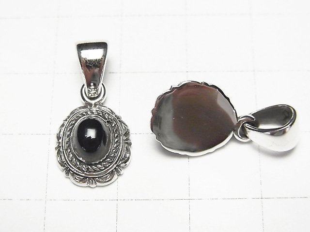 Onyx  Oval Pendant 14x12x6mm Silver925  1pc