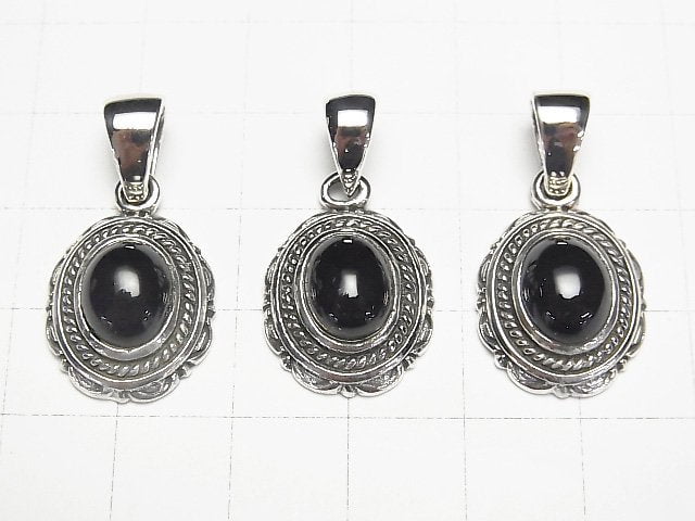 Onyx  Oval Pendant 22x15x7mm Silver925  1pc