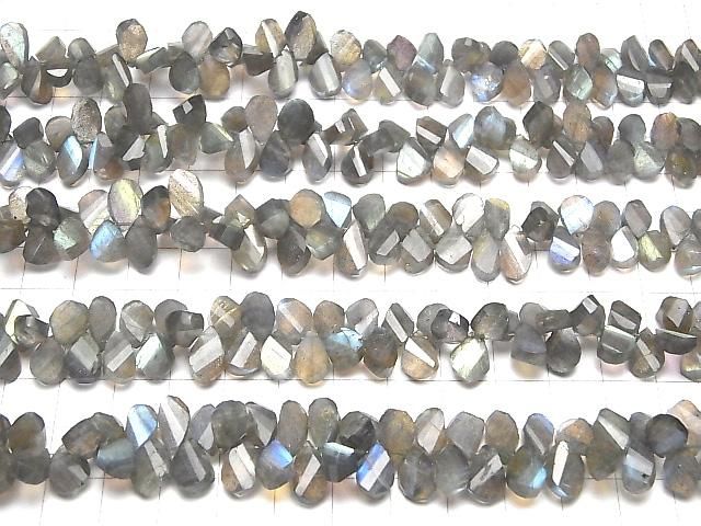 [Video]High Quality Labradorite AA++ Pear shape Twist Faceted Briolette half or 1strand beads (aprx.7inch/18cm)