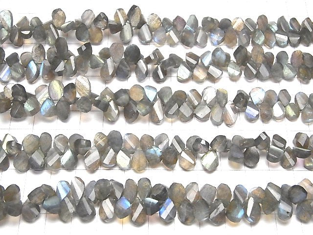 [Video] High Quality Labradorite AA++ Pear shape  Twist  Faceted Briolette  half or 1strand beads (aprx.7inch/18cm)