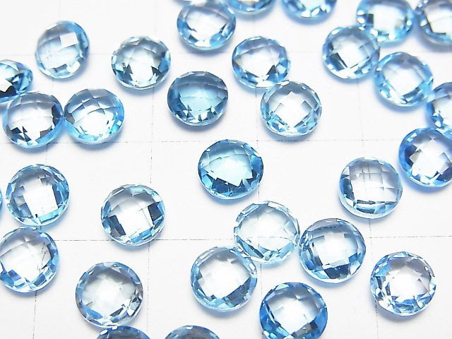 [Video] High Quality Swiss Blue Topaz AAA Undrilled Coin Cushion Cut 6 x 6 mm 5pcs $19.99!