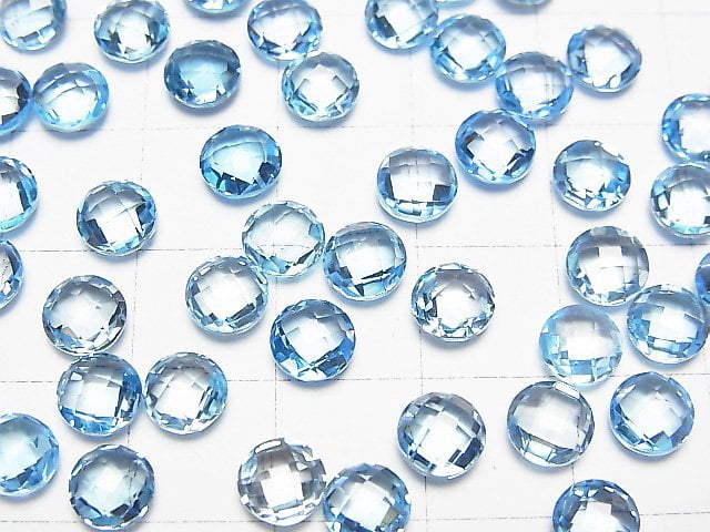 [Video] High Quality Swiss Blue Topaz AAA Undrilled Coin Cushion Cut 6 x 6 mm 5pcs $19.99!