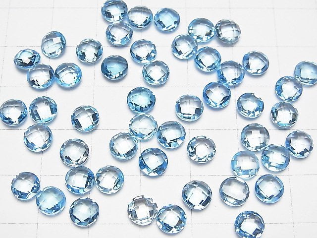 [Video] High Quality Swiss Blue Topaz AAA Undrilled Coin Cushion Cut 6 x 6 mm 5pcs $19.99!