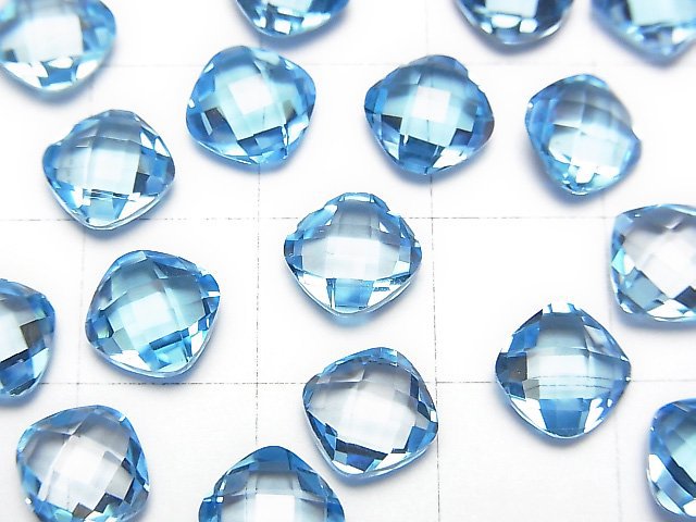 [Video] High Quality Swiss Blue Topaz AAA Undrilled Square Cushion Cut 7 x 7 mm 3pcs $19.99!