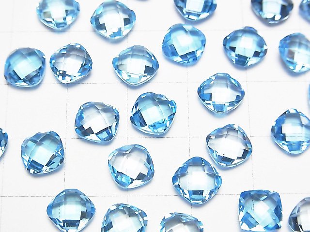 [Video] High Quality Swiss Blue Topaz AAA Undrilled Square Cushion Cut 7 x 7 mm 3pcs $19.99!