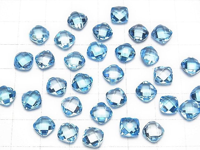 [Video] High Quality Swiss Blue Topaz AAA Undrilled Square Cushion Cut 7 x 7 mm 3pcs $19.99!