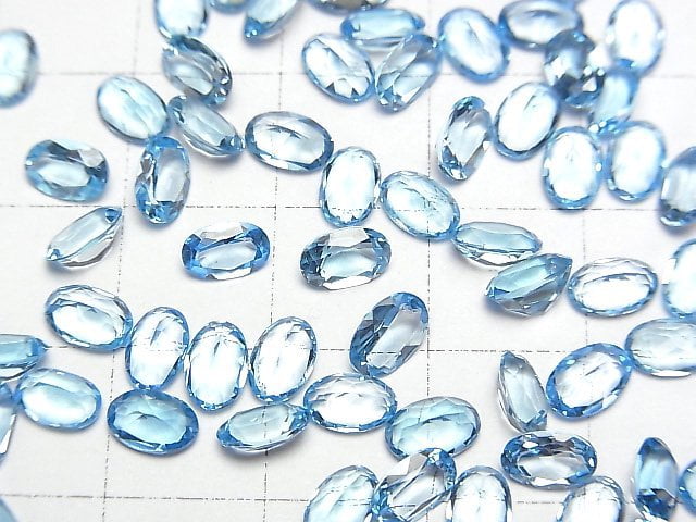 [Video]High Quality Swiss Blue Topaz AAA Loose stone Oval Faceted 6x4mm 3pcs