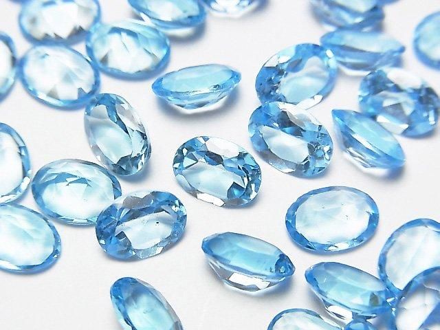 [Video] High Quality Swiss Blue Topaz AAA Loose Stone Oval Faceted 8x6mm 2pcs
