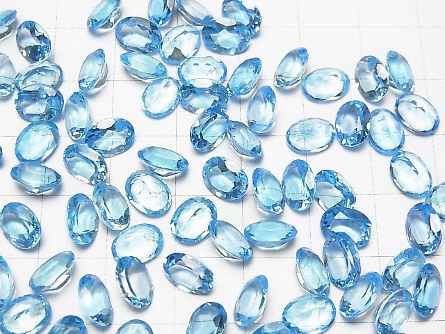 [Video]High Quality Swiss Blue Topaz AAA Loose stone Oval Faceted 8x6mm 2pcs