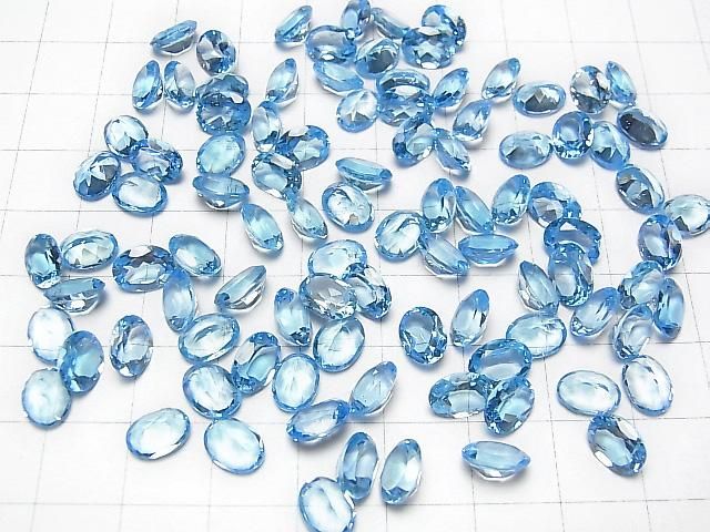 [Video] High Quality Swiss Blue Topaz AAA Loose Stone Oval Faceted 8x6mm 2pcs