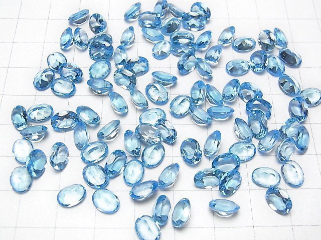 [Video]High Quality Swiss Blue Topaz AAA Loose stone Oval Faceted 8x6mm 2pcs