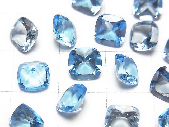 [Video] High Quality Swiss Blue Topaz AAA Undrilled Square Faceted 7 x 7 x 4 mm 3pcs $19.99