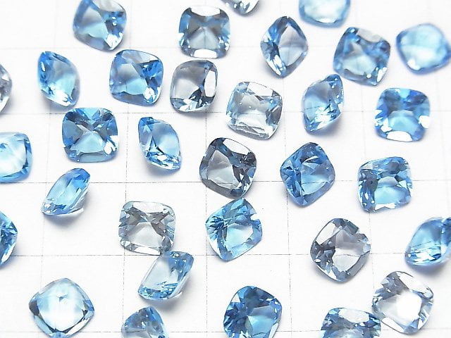 [Video] High Quality Swiss Blue Topaz AAA Undrilled Square Faceted 7 x 7 x 4 mm 3pcs $19.99