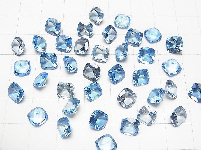 [Video] High Quality Swiss Blue Topaz AAA Undrilled Square Faceted 7 x 7 x 4 mm 3pcs $19.99