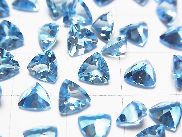 [Video]High Quality Swiss Blue Topaz AAA Loose stone Triangle Faceted 6x6mm 3pcs