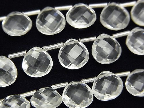 Chestnut Shape, Crystal Quartz, Faceted Briolette Gemstone Beads