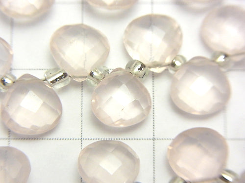 High Quality Rose Quartz AAA Chestnut Faceted Briolette 8 x 8 x 4 mm half or 1 strand (apr x 6 inch / 15 cm)