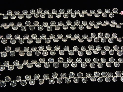 High Quality Rose Quartz AAA Chestnut Faceted Briolette 8 x 8 x 4 mm half or 1 strand (apr x 6 inch / 15 cm)