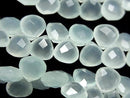 [Video] High Quality Sea Blue Chalcedony Chestnut Faceted Briolette 8x8mm Half or 1 Strand (26pcs)