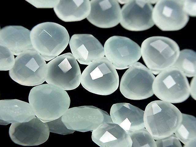 [Video] High Quality Sea Blue Chalcedony Chestnut Faceted Briolette 8x8mm Half or 1 Strand (26pcs)