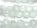 [Video] High Quality Sea Blue Chalcedony Chestnut Faceted Briolette 8x8mm Half or 1 Strand (26pcs)