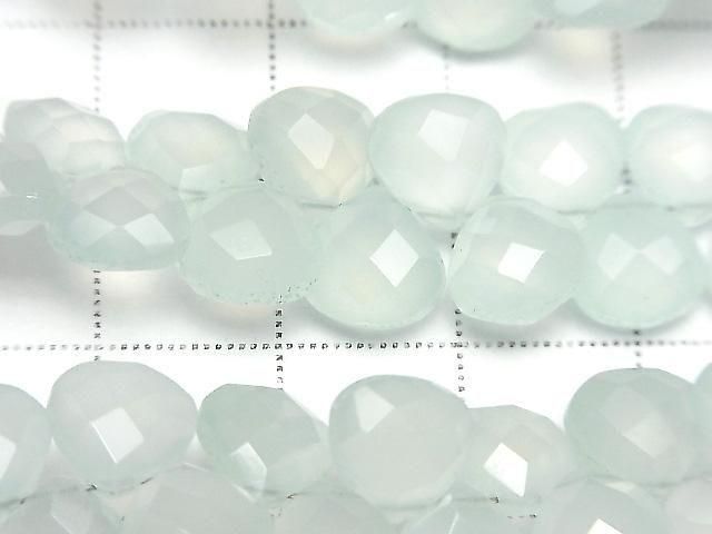 [Video] High Quality Sea Blue Chalcedony Chestnut Faceted Briolette 8x8mm Half or 1 Strand (26pcs)