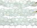 [Video] High Quality Sea Blue Chalcedony Chestnut Faceted Briolette 8x8mm Half or 1 Strand (26pcs)