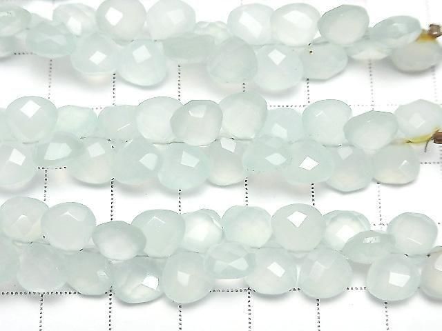 [Video] High Quality Sea Blue Chalcedony Chestnut Faceted Briolette 8x8mm Half or 1 Strand (26pcs)