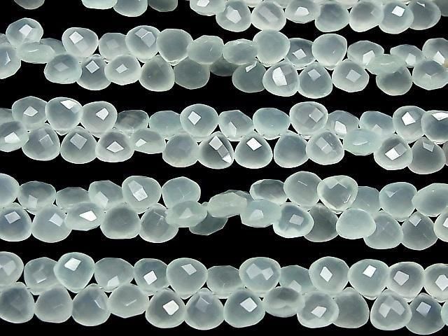 [Video] High Quality Sea Blue Chalcedony Chestnut Faceted Briolette 8x8mm Half or 1 Strand (26pcs)