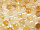 [Video] High Quality! Yellow Hematoid Quartz 128 Faceted Round 6mm 1strand Beads (approx. 15 inches/37 cm)