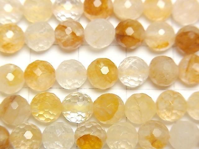 [Video] High Quality! Yellow Hematoid Quartz 128 Faceted Round 6mm 1strand Beads (approx. 15 inches/37 cm)
