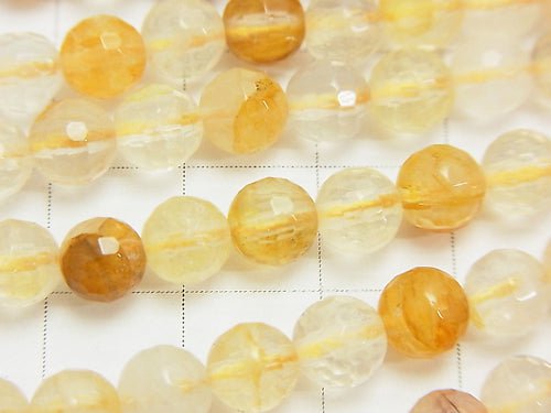 [Video] Yellow Hematite Quartz 128 Faceted Round 6 mm 1 strand beads (aprx.15 inch / 38 cm)