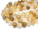 [Video] Yellow Hematite Quartz 128Faceted Round 16mm half or 1strand beads (aprx.14inch / 35cm)