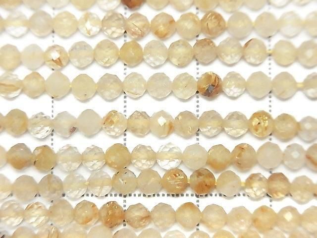 De haute qualité ! Perles de quartz rutile facettées rondes AA++ de 3 mm, 1 brin (environ 38 cm/15 pouces)
