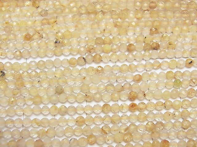 [Video]High Quality! Rutilated Quartz AA++ Faceted Round 3mm 1strand beads (aprx.15inch/38cm)