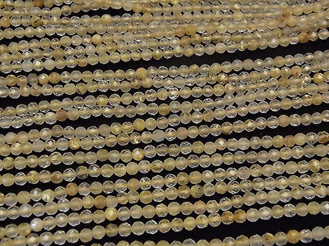 [Video]High Quality! Rutilated Quartz AA++ Faceted Round 3mm 1strand beads (aprx.15inch/38cm)