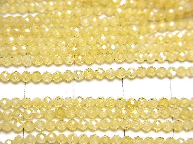 [Video] High Quality! Cubic Zirconia AAA Faceted Round 2mm [Yellow] 1strand beads (aprx.15inch / 36cm)