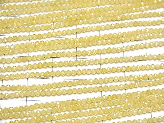 [Video] High Quality! Cubic Zirconia AAA Faceted Round 2mm [Yellow] 1strand beads (aprx.15inch / 36cm)