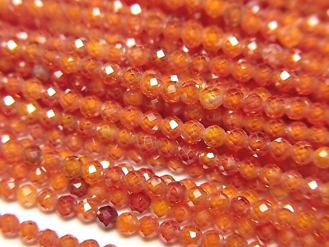 [Video] High Quality! Cubic Zirconia AAA Faceted Round 2mm [Red Orange] 1-strand beads (approx. 15 inches/36 cm)