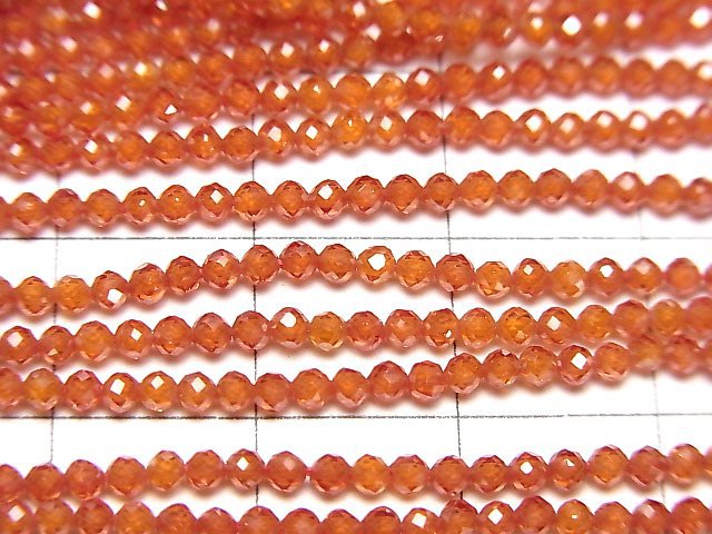 [Video] High Quality! Cubic Zirconia AAA Faceted Round 2 mm [Red Orange] 1 strand beads (aprx.15 inch / 38 cm)