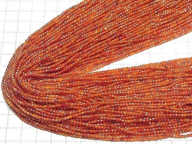 [Video] High Quality! Cubic Zirconia AAA Faceted Round 2mm [Red Orange] 1-strand beads (approx. 15 inches/36 cm)