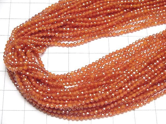 [Video] High Quality! Cubic Zirconia AAA Faceted Round 2 mm [Red Orange] 1 strand beads (aprx.15 inch / 38 cm)