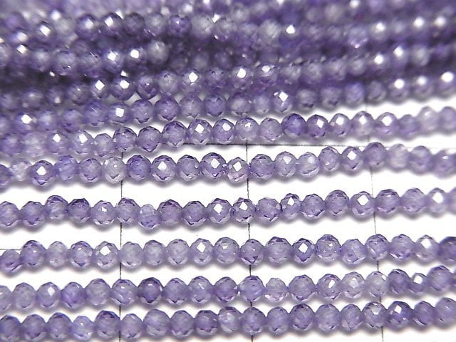 [Video] High Quality! Cubic Zirconia AAA Faceted Round 2 mm [purple] 1 strand beads (aprx.15 inch / 38 cm)