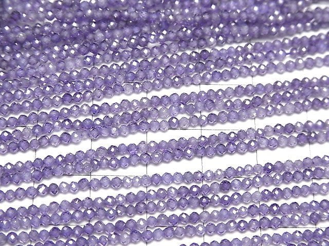 [Video] High Quality! Cubic Zirconia AAA Faceted Round 2 mm [purple] 1 strand beads (aprx.15 inch / 38 cm)