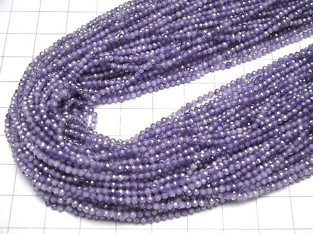 [Video] High Quality! Cubic Zirconia AAA Faceted Round 2 mm [purple] 1 strand beads (aprx.15 inch / 38 cm)