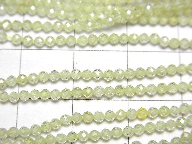 [Video] High Quality! Cubic Zirconia AAA Faceted Round 2 mm [Lime Green] 1strand beads (aprx.15 inch / 38 cm)