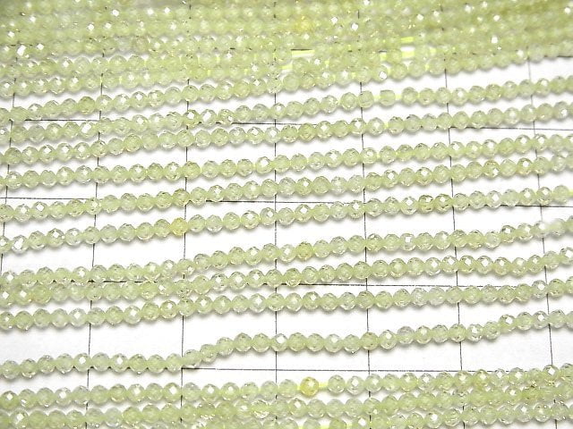 [Video] High Quality! Cubic Zirconia AAA Faceted Round 2 mm [Lime Green] 1strand beads (aprx.15 inch / 38 cm)