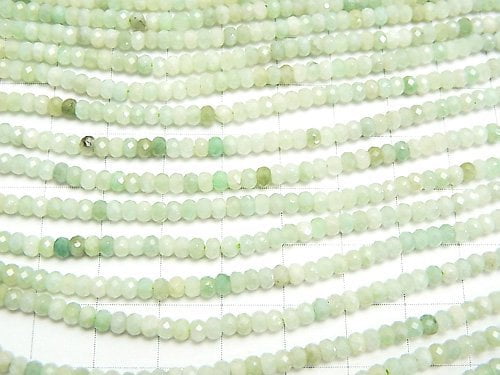 High Quality! Burma Jadeite AA ++ Faceted Button Roundel 3 x 3 x 2 mm half or 1 strand beads (aprx.15 inch / 38 cm)