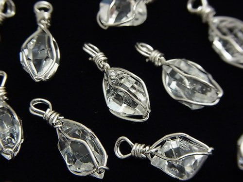 [Video] NYHerkimer Diamond AAA Rough Rock Nugget Pendant [S size] Wire frame Silver925 1pc